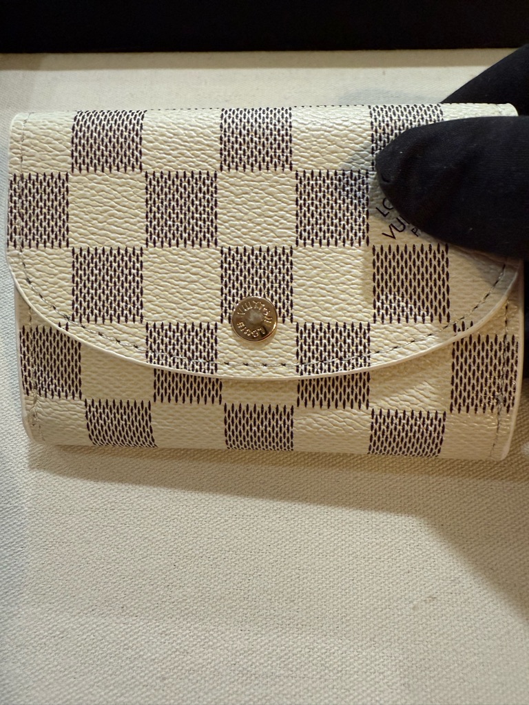 Checkered Compact Wallet W/ Heart Charm